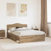 vidaXL Sängram med huvudgavel Artisan Ek 140 x 190 cm Massiv furu