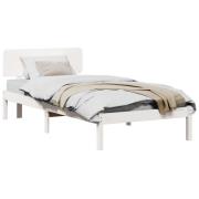 vidaXL Sängram med huvudgavel Vit 75 x 190 cm Massiv furu