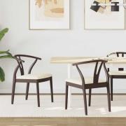 vidaXL Matstol 2 pcs Ljusbrun och ljus Massiv Gummiträ