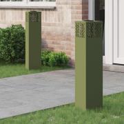 vidaXL Solar LED Stig Ljus 2 pcs Olivgrön Kallvalsat stål