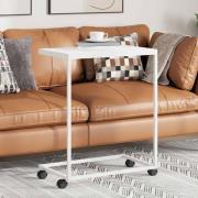 vidaXL Sidobord med hjul vit 55x35x70 cm konstruerat trä