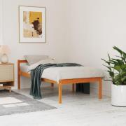 vidaXL Sängram vaxad brun 90x200 cm massiv furu