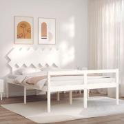 vidaXL Sängram med sänggavel vit 140x190 cm massivt trä