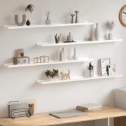 vidaXL Vägghyllor 4 st vit högglans 100x9x3 cm