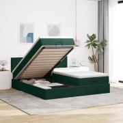 vidaXL Ottoman sängram med madrasser mörkgrön 200x200 cm sammet