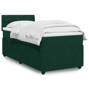 vidaXL Ramsäng med madrass mörkgrön 90x190 cm sammet
