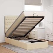 vidaXL Ottoman säng med madrass gräddvit 100x200 cm tyg