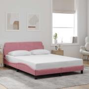 vidaXL Bed Frame with Headboard "Dover" Pink 140x190 cm Velvet