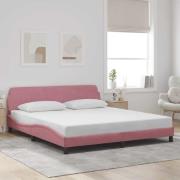 vidaXL Bed Frame with Headboard "Dover" Pink 180x200 cm Velvet