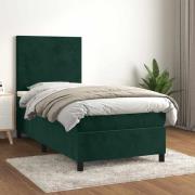 vidaXL Ramsäng med madrass mörkgrön 90x190 cm sammet