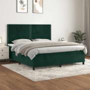 vidaXL Ramsäng med madrass mörkgrön 180x200 cm sammet
