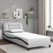 vidaXL Bed Frame without Mattress "Hvar" White and Black 90x200 cm Fau...