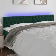 vidaXL Sänggavel LED mörkgrön 200x7x78/88 cm sammet