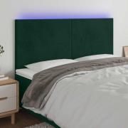 vidaXL Sänggavel LED mörkgrön 180x5x118/128 cm sammet