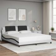 vidaXL Bed Frame without Mattress "Zadar" White and Black 180x200 cm F...
