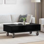 vidaXL Sido bord med hjul Svart Ek 90 x 50 x 30 cm Konstruerat trä