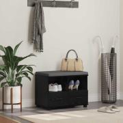 vidaXL Hallbänk Svart Ek 60 x 38 x 46 cm Konstruerat Trä och Tyg