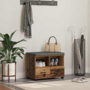 vidaXL Hallbänk Gammalt trä 60 x 38 x 46 cm Konstruerat Trä och Tyg