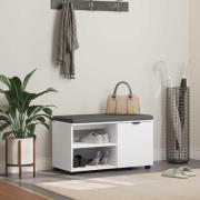 vidaXL Hallbänk med kudde Vit 80 x 38 x 46 cm Konstruerat Trä och Tyg