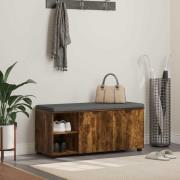 vidaXL Hallbänk Rökt Ek 100 x 38 x 46 cm Konstruerat Trä och Tyg