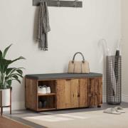 vidaXL Hallbänk med kudde Enfärgad Gammalt trä 100 x 38 x 46 cm