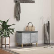 vidaXL Hallbänk med kudde med lagring Betonggrå 60 x 38 x 46 cm