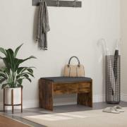 vidaXL Hallbänk med kudde Rökt ek 63 x 38 x 40 cm