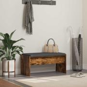 vidaXL Hallbänk med kudde Rökt ek 83 x 38 x 40 cm