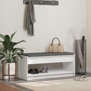 vidaXL Hallbänk med kudde Vit 103 x 38 x 45 cm Konstruerat Trä och Tyg