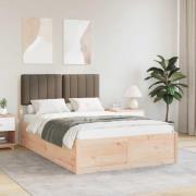 vidaXL Sängram med Klädd Huvudgavel Taupe 120 x 190 cm Massiv furu