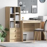 vidaXL Skrivbord med låda 2 pcs Sonoma-ek