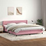 vidaXL Ramsäng med madrass rosa 180x210 cm sammet