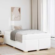 vidaXL Sängram med madrass Vit 120 x 190 cm tyg