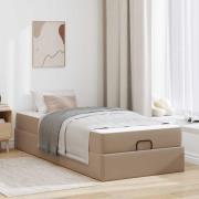 vidaXL Sängram med madrass Övrigt 2 pcs Tan PVC