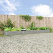 vidaXL Planteringskärl Ljusgrå 195 x 100 x 45 cm Galvaniserat Stål