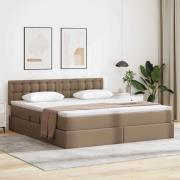 vidaXL Förvaringssäng med LED Cappucino 160 x 200 cm Konstläder