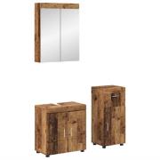 vidaXL Badrumsmöbelset TULUM 3 pcs Gammalt trä 60 x 34 x 63 cm