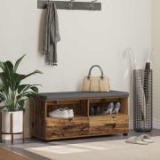 vidaXL Hallbänk Gammalt trä 100 x 38 x 46 cm Spånskiva och klädfabric