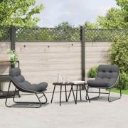 vidaXL Trädgårdsmöbler med kudde 2 pcs Svart 60,5 x 81 x 71 cm