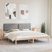 vidaXL Sängram med Klädd Huvudgavel Ljusgrå 200 x 200 cm Massivt furu