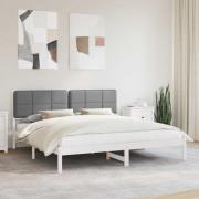 vidaXL Sängram med Klädd Huvudgavel Ljusgrå 200 x 200 cm Massiv furu