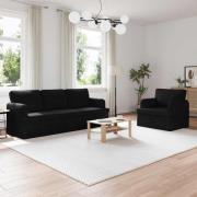 vidaXL Soffa 180cm 2 pcs Svart Metall