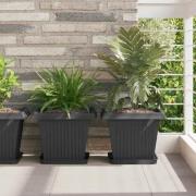 vidaXL Kvadratisk Blomkruka 24 pcs Svart 33 x 33 x 26 cm Plast