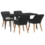 vidaXL Trädgårdsmöbelset med kudde 5 pcs Svart konstrotting