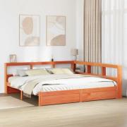 vidaXL Bokhylla Säng 2 pcs Vaxbrun 200 x 200 cm Massiv furu