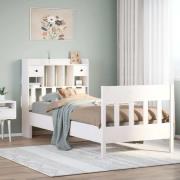 vidaXL Sängram utan madrass vit 90x190 cm massiv furu