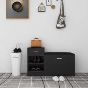 vidaXL Skobänk svart 94,5x31x57 cm konstruerat trä