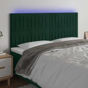 vidaXL Sänggavel LED mörkgrön 200x5x118/128 cm sammet