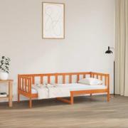 vidaXL Sängram med huvudgavel Vaxbrun 90 x 190 cm Massiv furu
