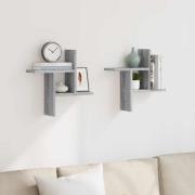 vidaXL Vägghyllor 2 st grå sonoma 38x12x38 cm konstruerat trä